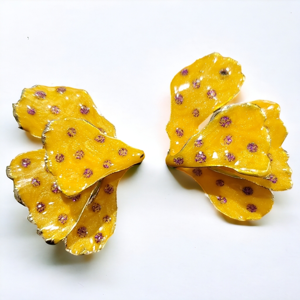 Unique Enamel Flower Petal Earrings